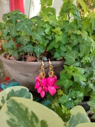 עגילי לבבות בורוד