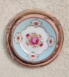 קישוט קיר צלחת פרחים וינטג'